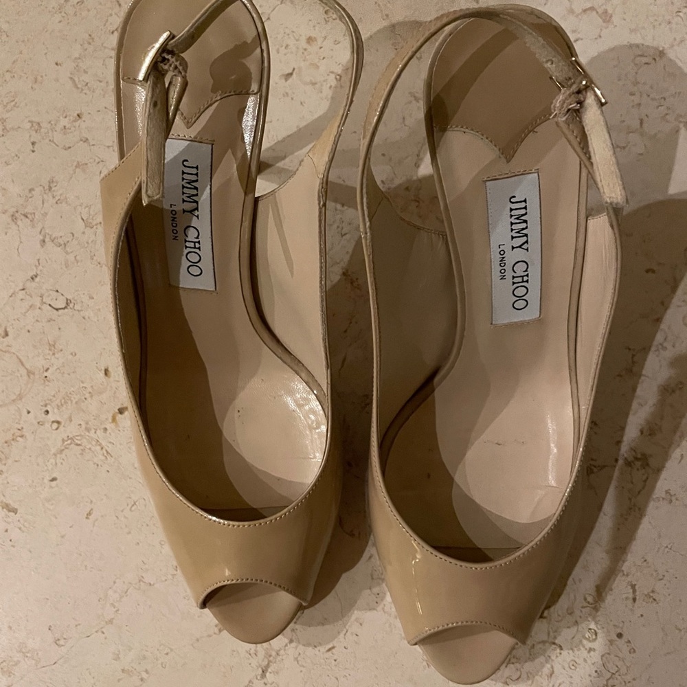 Jimmy Choo Nova Patent Leather Peep Toe Heels